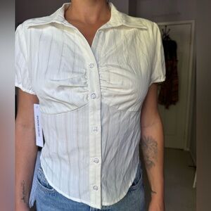 Princess Polly Cream Button-Down Shirt